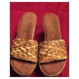 Sz 8 Vtg Straw Raffia Mule Sandals