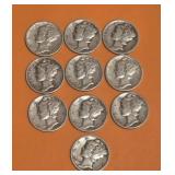 (10) Liberty Dimes 1944