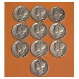 (10) Liberty Dimes 1944