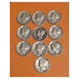 (10) Liberty Dimes 1945