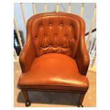 VTG Tufted Leather Armchair with Casters on the