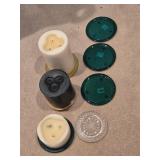 (3) Large Candles & (7) Candle Plates