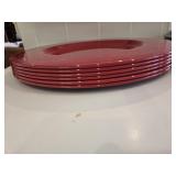 (6) 13' Sur La Table Red Metal Plates