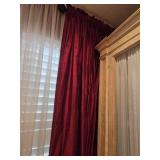 (2) Luxury Red Curtain Panels w/Rod  Approx 116'