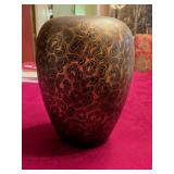 11.5' Studio Pottery Raku Vase with a Copper