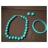 Turquoise Beaded Necklace, Earrings & Bracelet