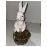 12" VTG Plastic Bunny Rabbit Figurine w/Basket