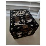 Chinese Black Lacquer Jewelry Box with