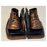 VTG Pair Brass Bronze Baby Shoes Book Ends