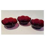 (3) Anchor Hocking Royal Ruby Glass Berry Dessert