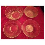 (4) Glass Serving Bowls & (4) Glass Platters