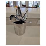 Stainless Crock w/Stainless Kitchen Items
