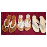 (3) Prs Sz 7 White Leather Flip-Flops
