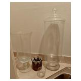 Tall (22.5') Lidded Apothacary Jar, Vase & (2)