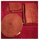 (8) New Placemats, Felt Back Tablecloth & Round