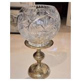 8' Crystal Rose Bowl w/Brass Holder