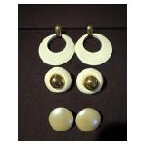 (3) Pairs Of White Earrings