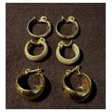 (3) Pairs Of Monet Small Hoop Earrings