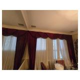 (2) Luxury Red Curtain Panels Featuring a