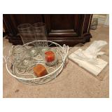 Glass Candle Holders, Clear Tissue Holder