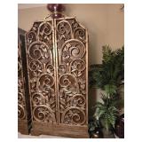43'ï¿½23'ï¿½7.5' Ornate Carved Wood Cabinet w/Floral