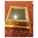 Vintage Gold-tone Ornate Wooden Storage Box with