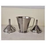 Stainless 2 Pint Measuring Cup,  (2) Funnels