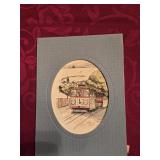 Small Signed Watercolor of  Cable Car