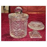 8.5' Heavy Lidded Glass Jar & Pedestal Candle