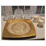 (3) Crystal Rose Bowls; (1) is 5' & Footed, (2)