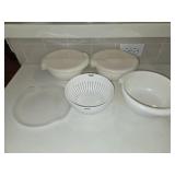 (3) Lidded Hard Plastic Colander Bowls + (7)
