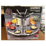 NIB Hoffritz Rotating Stainless Steel Fondue Set.