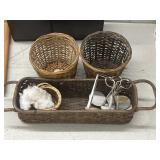 (4) Wicker Baskets & Stands for Dolls