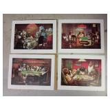 (4) VTG "Dog Playing Poker" Iconic Lithograph