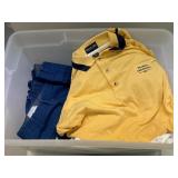 Tote with Assorted  t shirts XL  & Stack of blue