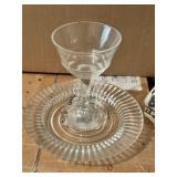 (6) 6' Glass Saucer Plates & (6) Champagne