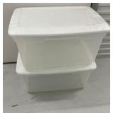 (2) 55 Quarts clear storage bins with lids
