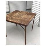 Square collapsible brown cards table