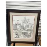 23'x28' Framed lithograph titled 'Texas Tech' by