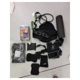 Several back braces knee braces , exercise