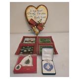 Tin Heart, (4) Snack Plates, NIB Spode Christmas