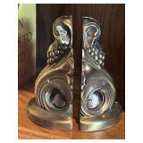 Pair Vintage Fleur de Lis Gold Metal Book Ends,
