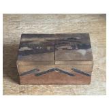 Vintage Puzzle Box Wooden Inlay Japanese Mt Fuji