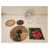 Trivets, Glass Bowls, Wind-Up Clock