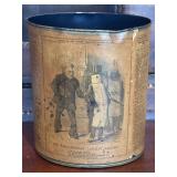 VTG Wastebasket newspaper print motif metal