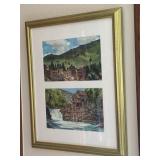 Diptych of Landscape Watercolor Paintings