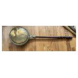 36' Antique Brass Bed Warmer w/ Wooden Handle