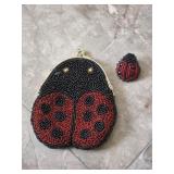 Beaded lady Bug wallet & pin