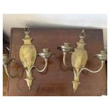 Pair of  Brass Candlestick Sconces