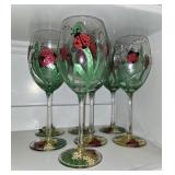 (7) Crystal Ladybug Wine Glasses
